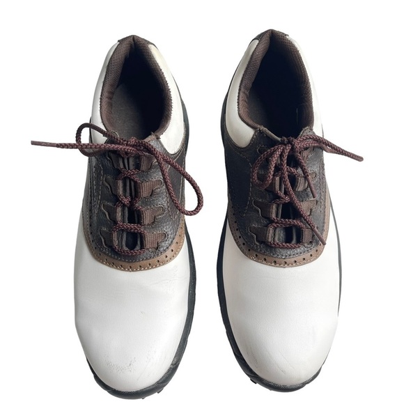 FootJoy Men’s Size 8.5 Leather Flexzone Golf Shoes brown white clean main image 6